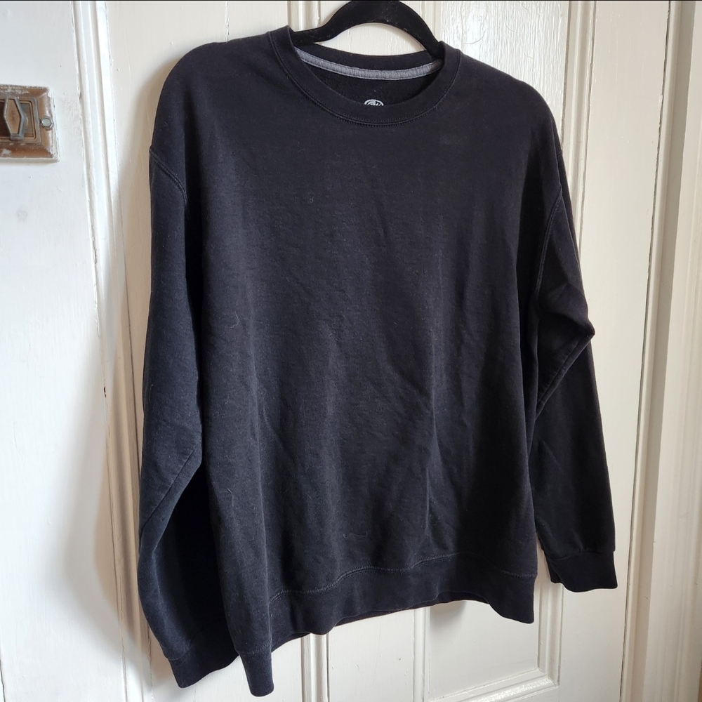 Men's Black Classic Pullover Sweatshirt Cotton Poly Blend Athletic Works Size M